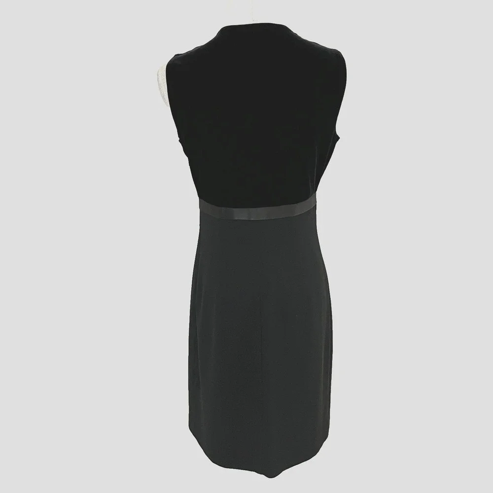 VTG Ann Taylor Woman's Dress Sz 6 Black Velvet Bow Sheath Minimalist USA Evening - Picture 5 of 9